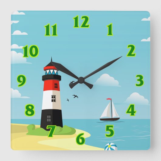 船 スクエア壁時計 (正面)
