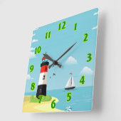 船 スクエア壁時計 (傾斜)