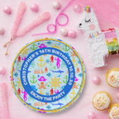 船、魚、海賊。パターカラフルン ペーパープレート (パーティー)