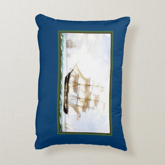 艦艇ネイビーブルー航海のヴィンテージ アクセントクッション (裏面(縦))