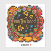 良いおもしろいのカラフルフローラを見る シール (シート)