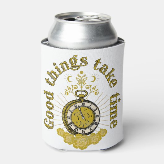 良いことには時間がかかるヴィンテージ感動的引用文 缶クーラー (缶正面)