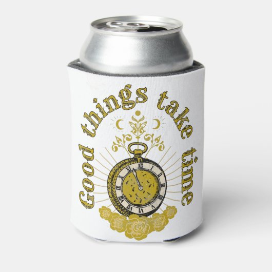 良いことには時間がかかるヴィンテージ感動的引用文 缶クーラー (缶裏面)