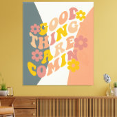 良いことは来の引用文レトロ60のデザイン キャンバスプリント (インサイチュ (リビング))