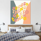 良いことは来の引用文レトロ60のデザイン キャンバスプリント (インサイチュ (寝室))