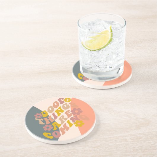 良いことは来の引用文レトロ60のデザイン コースター (側面)