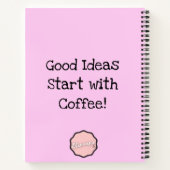 良いアイディアはコーヒーから始まる!カスタマイズ可能 ノートブック (裏面)