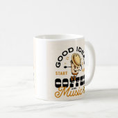 良いアイディアはコーヒーと音楽から始まる コーヒーマグカップ (正面右)