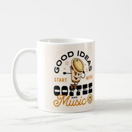 良いアイディアはコーヒーと音楽から始まる コーヒーマグカップ (左)