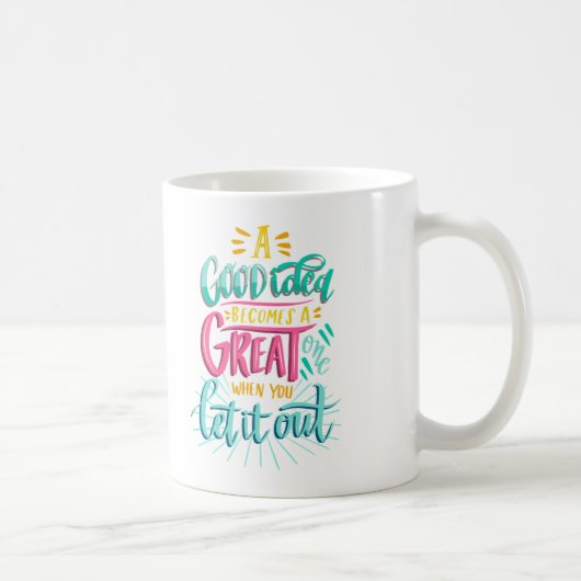 良いアイディアは素晴らし任せれば一つになる コーヒーマグカップ (右)