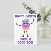 良いエッグシャツとギフトからのハッピーイースター シーズンポストカード (スタンド正面)