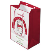 良いクリスマスの虹の猫を定義いけなする ミディアムペーパーバッグ (正面アングル)