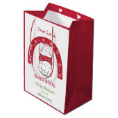 良いクリスマスの虹の猫を定義いけなする ミディアムペーパーバッグ (裏面アングル)