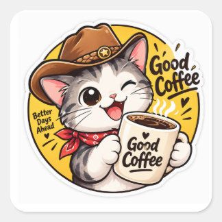 良いコーヒーのステッカー スクエアシール