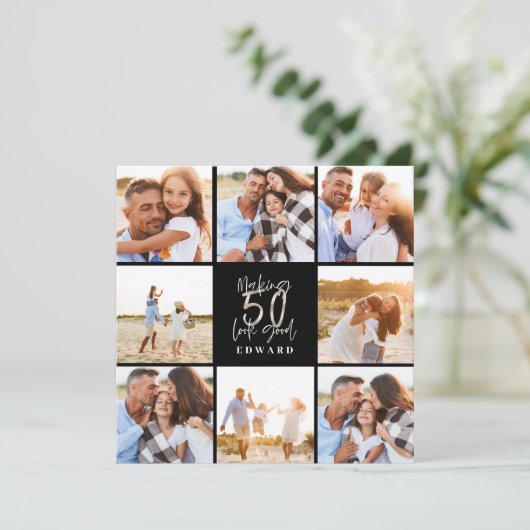 良いシルバーブラックの写真誕生日に50を見せる シーズンカード (スタンド正面)