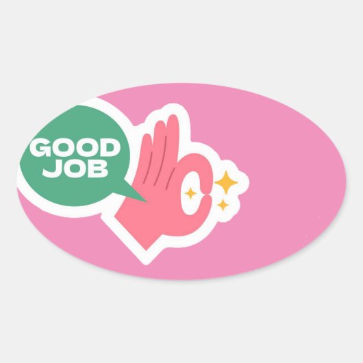 良いジョブ楕円ステッカー 楕円形シール (正面)