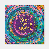 良いトレンディーをカラフル感動的見る マグネット (正面)