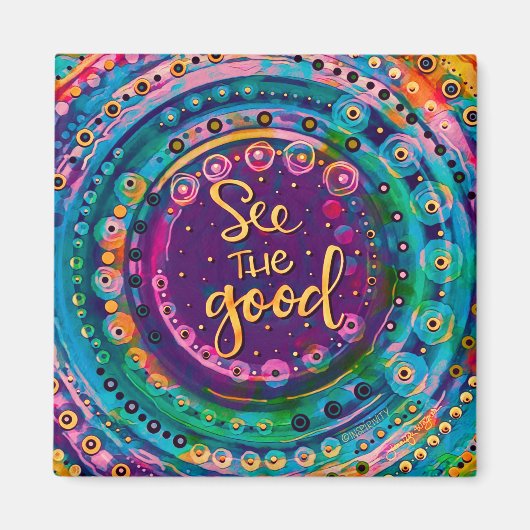 良いトレンディーをカラフル感動的見る マグネット (正面)