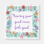 良いニュースを感じ聞く良い確認ピン マグネット (正面)