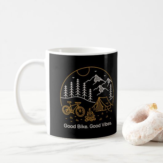 良いバイク良いバイブス コーヒーマグカップ (ドーナツ)