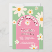 良いバイブのみグルーヴィレトロデイジー誕生日招待状 招待状 (正面)