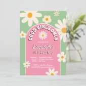 良いバイブのみグルーヴィレトロデイジー誕生日招待状 招待状 (スタンド正面)