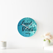 良いバイブカッコいいと青い水 ラウンド壁時計 (ホーム)