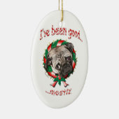 良いパグ…主に！クリスマスオーバルオーナメント セラミックオーナメント (右)
