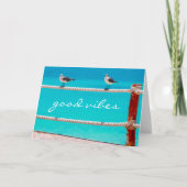 良いビーブ引用文カモメ鳥のビーチ海写真 カード (正面)