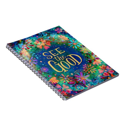 良いフローラブルーかわいらしインスピレーション ノートブック (右側)