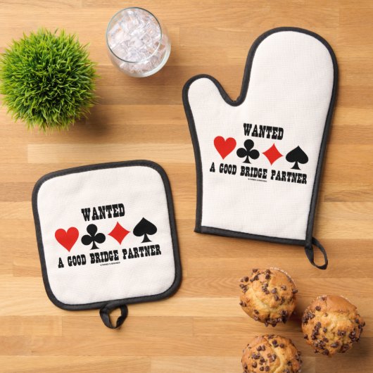 良いブリッジパートナー4枚のカードスーツが欲しかった 鍋つかみ&鍋敷きセット (トップダウン)
