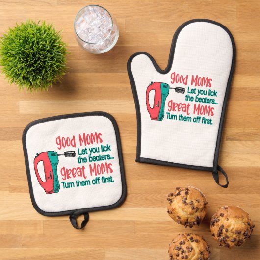 良いママは、あなたがビーターのママを回る素晴らしを舐める 鍋つかみ&鍋敷きセット (トップダウン)