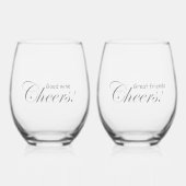 良いモダンワパーソナライズされたイン良い友達の応援! ステムなしワイングラス (正面)
