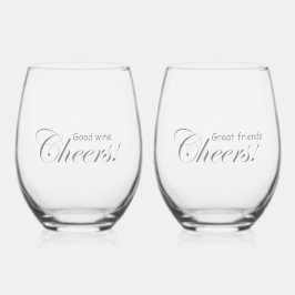 良いモダンワパーソナライズされたイン良い友達の応援! ステムなしワイングラス