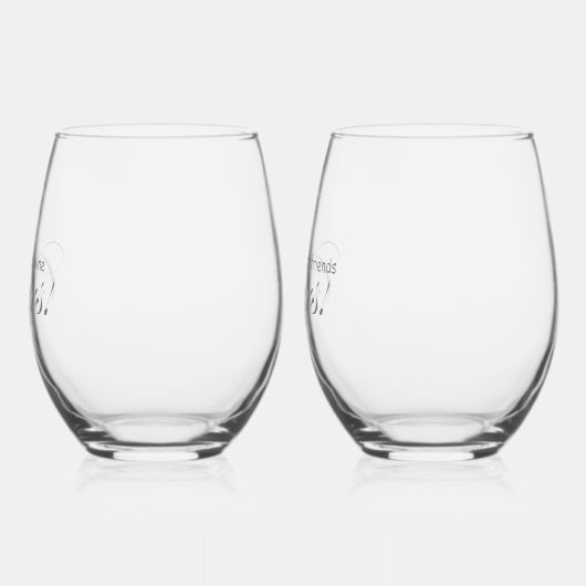 良いモダンワパーソナライズされたイン良い友達の応援! ステムなしワイングラス (左)