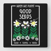 良いモチベーションの種を植える スクエア壁時計 (正面)