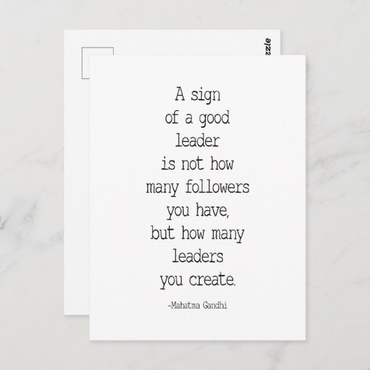 良いリーダーの証、 マハトマ・ガンディーの名言 ポストカード (正面/裏面)