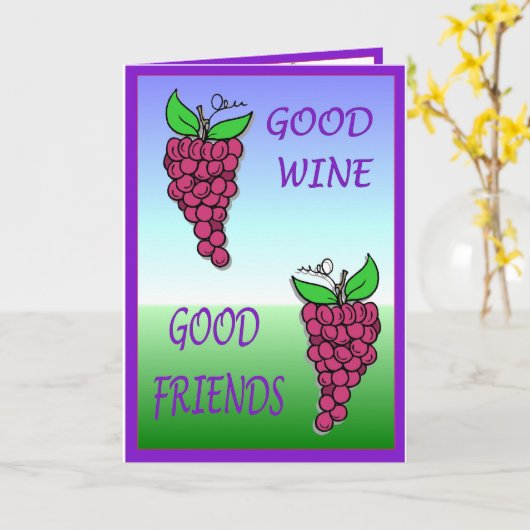 良いワイン、良い友人 カード (黄色い花)