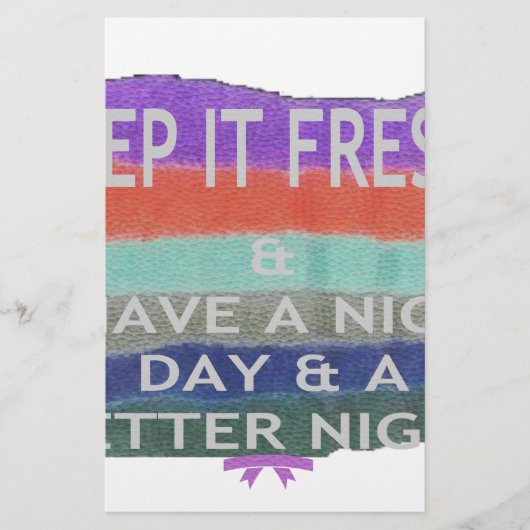 良い一日と良い夜を過保ごすこと。 便箋 (正面)