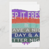 良い一日と良い夜を過保ごすこと。 便箋 (正面/裏面)