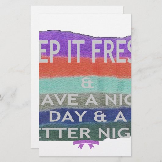 良い一日と良い夜を過保ごすこと。 便箋 (正面/裏面)