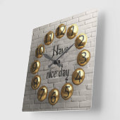 良い一日を過ごして スクエア壁時計 (傾斜)