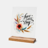 良い一日を過ごすフローラ アクリルサイン (傾斜)