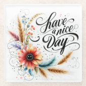 良い一日を過ごすフローラ ガラスコースター (正面)