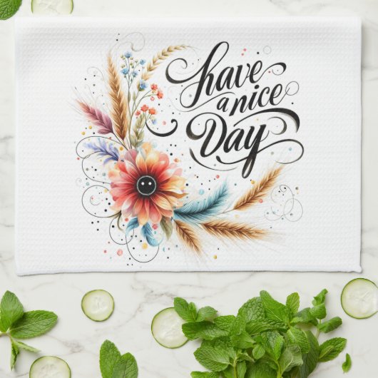 良い一日を過ごすフローラ キッチンタオル (折り畳み)