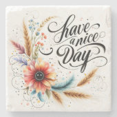 良い一日を過ごすフローラ ストーンコースター (正面)