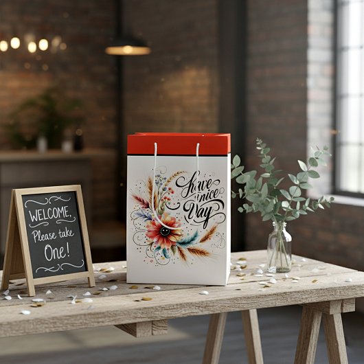 良い一日を過ごすフローラ ミディアムペーパーバッグ