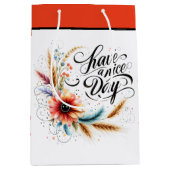 良い一日を過ごすフローラ ミディアムペーパーバッグ (正面)