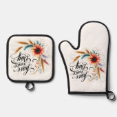 良い一日を過ごすフローラ 鍋つかみ&鍋敷きセット (正面)