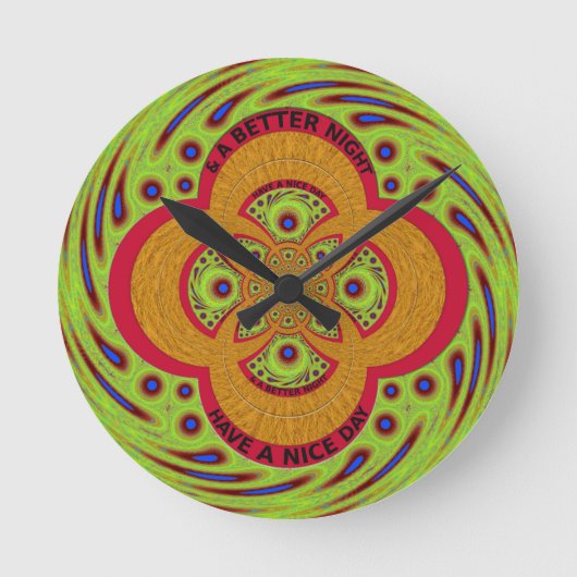 良い一日を過ごす ラウンド壁時計 (正面)